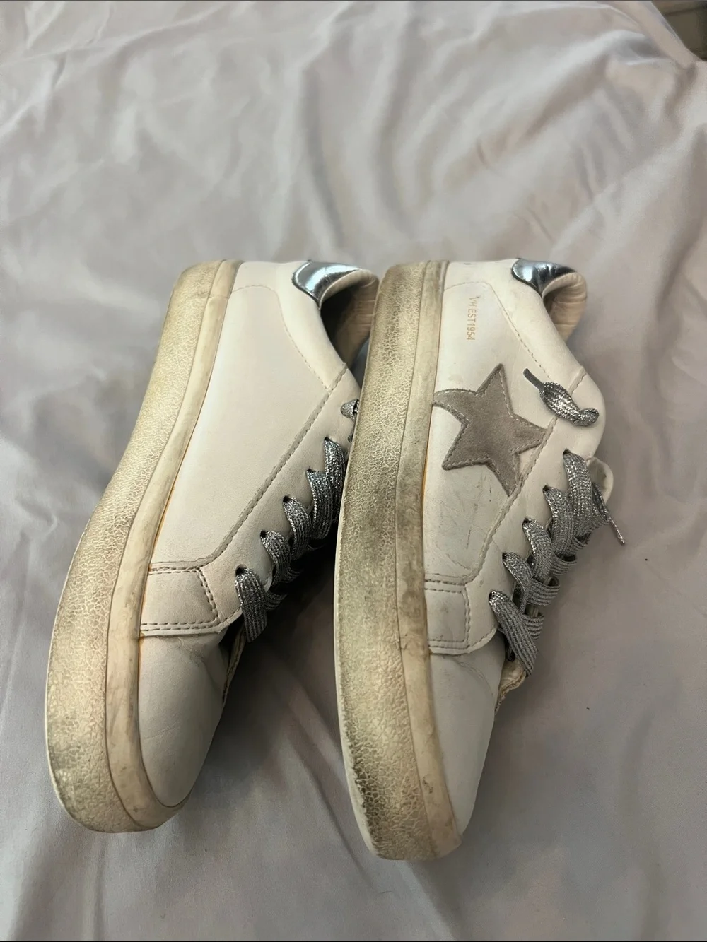 Vintage Havana White Sneakers with Silver Accents
